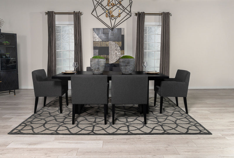 Catherine Double Pedestal Dining Table Set Charcoal Grey and Black