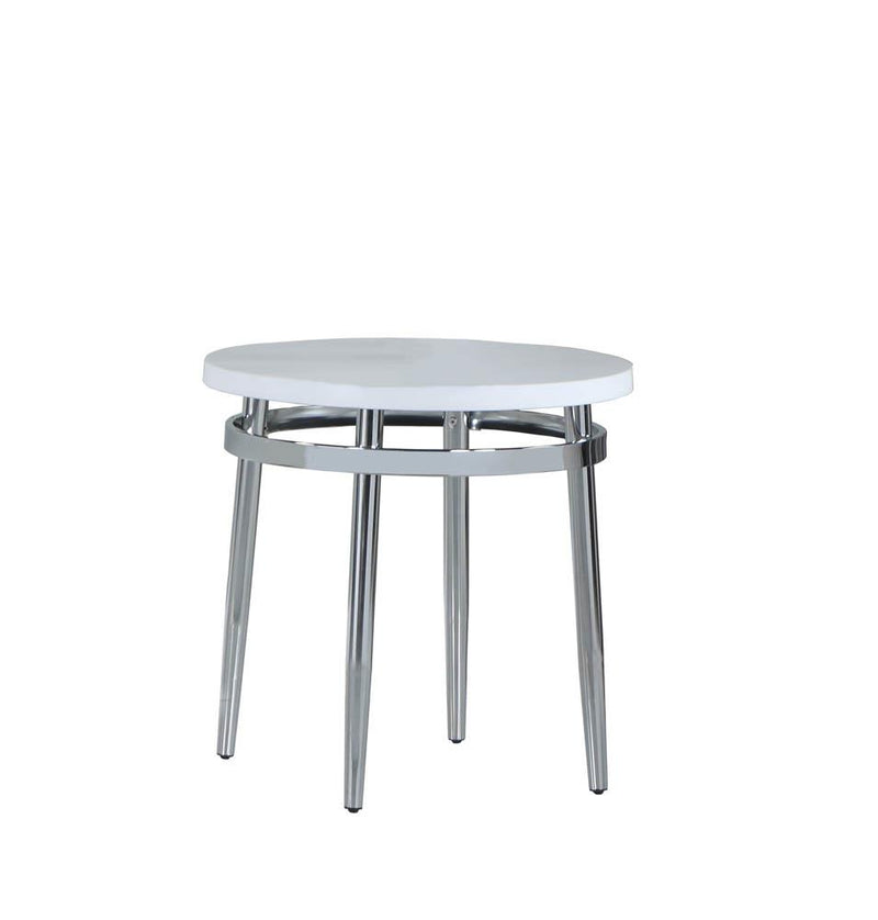 Avilla Round End Table White and Chrome image