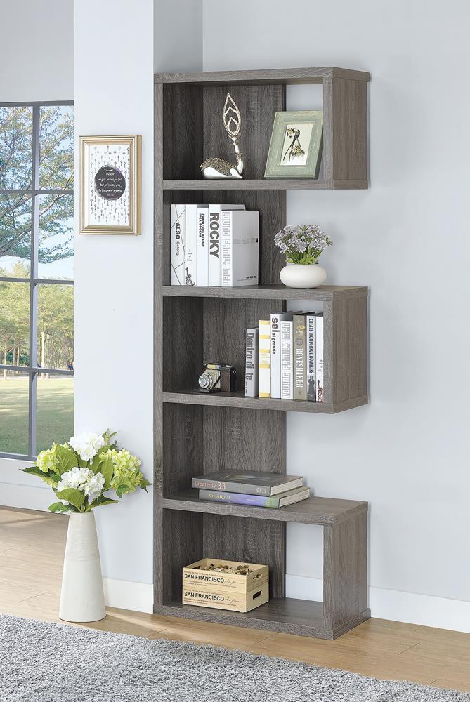 Joey 5-tier Bookcase Weathered Grey
